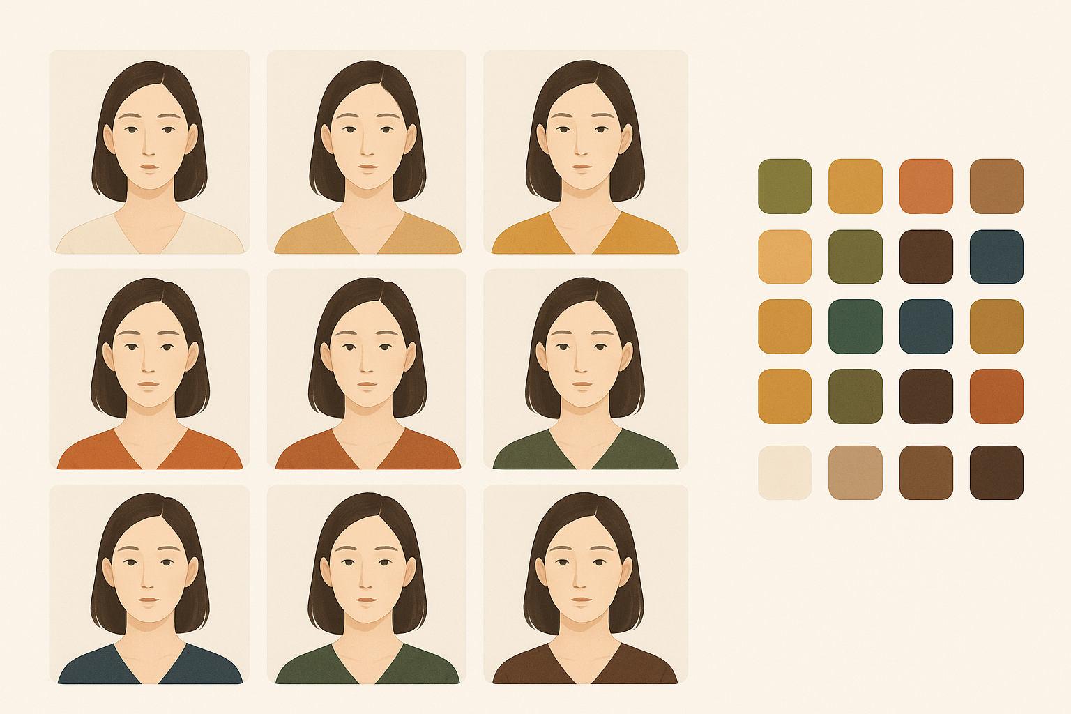 Sample color report showing selfie, palette swatches, and styling notes